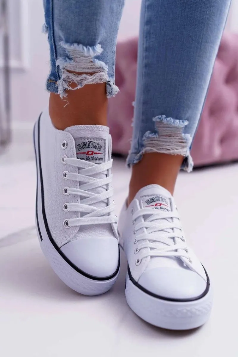 Trampki Damskie Niskie>Boto Trampki Damskie Niskie Smith's Białe