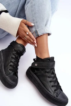 Hot Trampki Damskie Ocieplane Na Platformie Big Star Czarne MM274008 Damskie Trampki Damskie Big Star|Trampki Damskie Wysokie