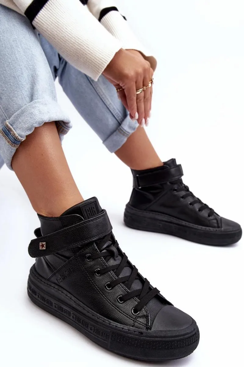 Hot Trampki Damskie Ocieplane Na Platformie Big Star Czarne MM274008 Damskie Trampki Damskie Big Star|Trampki Damskie Wysokie