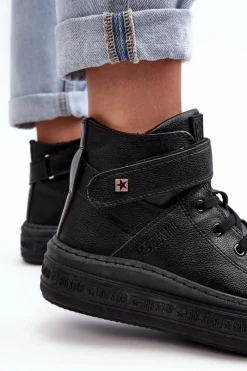 Hot Trampki Damskie Ocieplane Na Platformie Big Star Czarne MM274008 Damskie Trampki Damskie Big Star|Trampki Damskie Wysokie