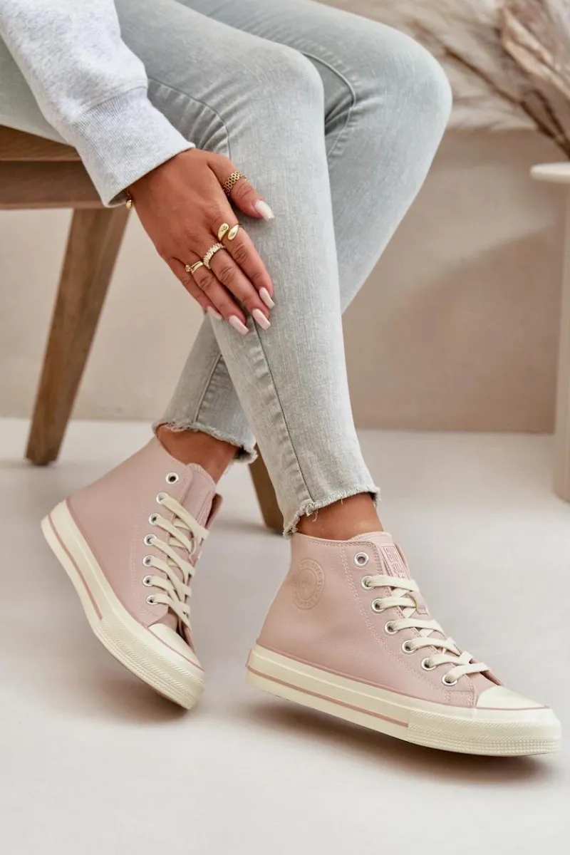 Discount Trampki Damskie Ocieplane Z Eko Skóry Różowe Big Star OO274933 Damskie Trampki Ocieplane|Trampki Damskie Big Star