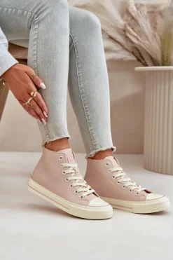 Discount Trampki Damskie Ocieplane Z Eko Skóry Różowe Big Star OO274933 Damskie Trampki Ocieplane|Trampki Damskie Big Star