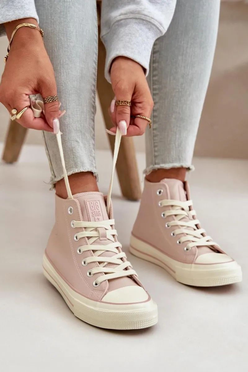 Discount Trampki Damskie Ocieplane Z Eko Skóry Różowe Big Star OO274933 Damskie Trampki Ocieplane|Trampki Damskie Big Star