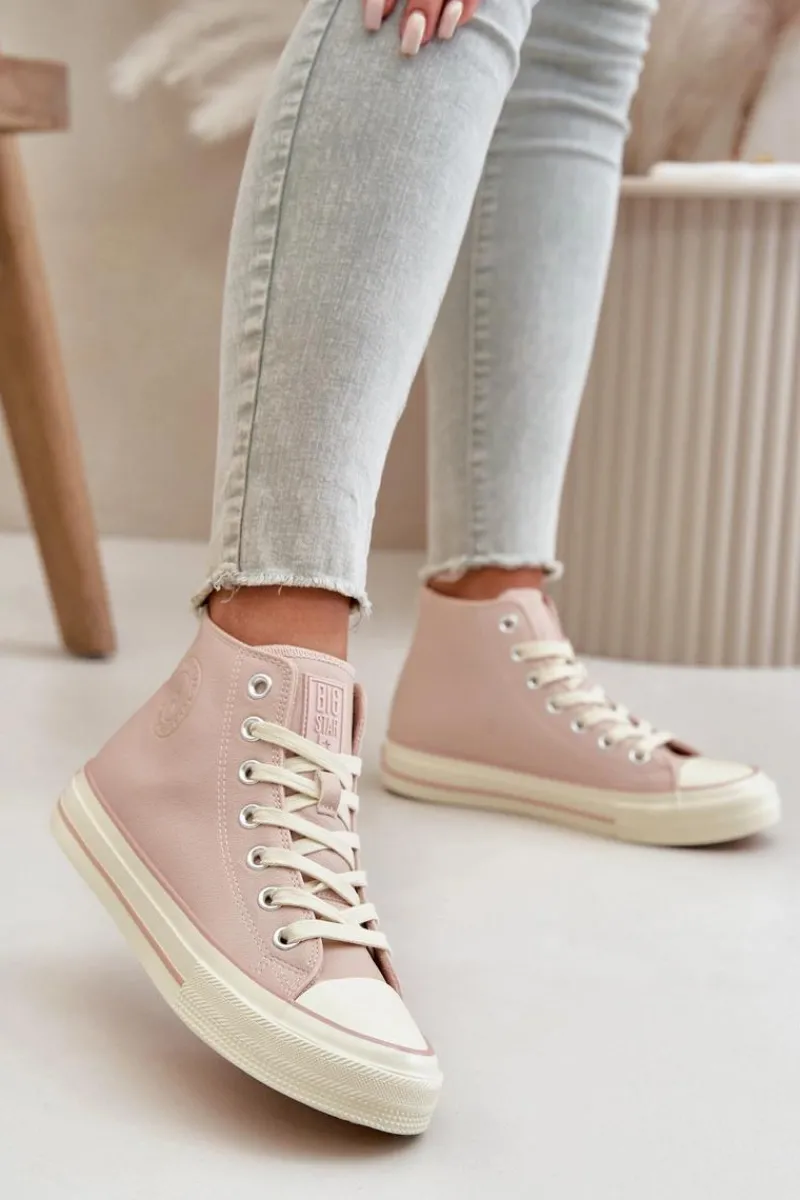 Discount Trampki Damskie Ocieplane Z Eko Skóry Różowe Big Star OO274933 Damskie Trampki Ocieplane|Trampki Damskie Big Star