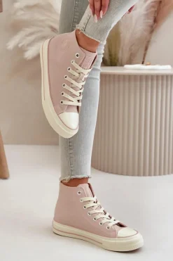 Discount Trampki Damskie Ocieplane Z Eko Skóry Różowe Big Star OO274933 Damskie Trampki Ocieplane|Trampki Damskie Big Star