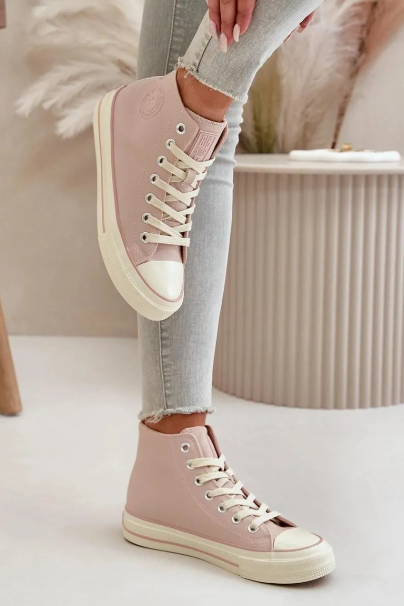 Discount Trampki Damskie Ocieplane Z Eko Skóry Różowe Big Star OO274933 Damskie Trampki Ocieplane|Trampki Damskie Big Star