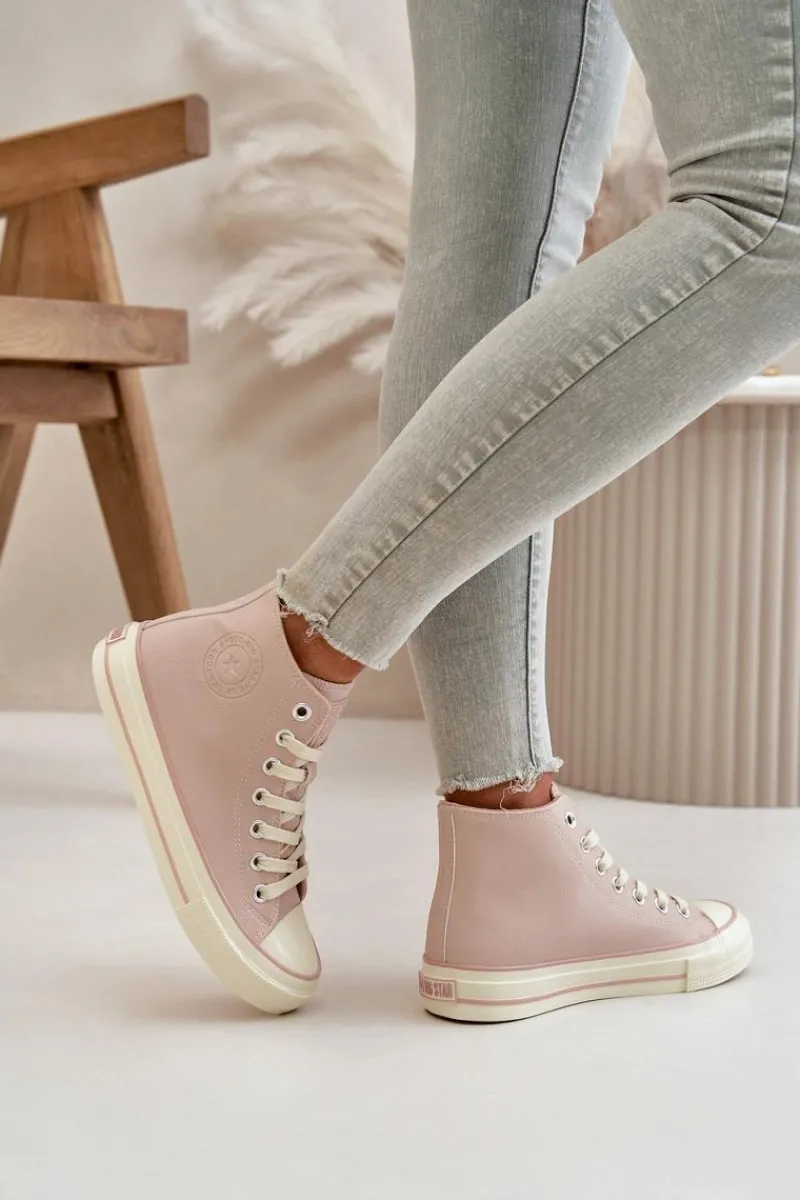 Discount Trampki Damskie Ocieplane Z Eko Skóry Różowe Big Star OO274933 Damskie Trampki Ocieplane|Trampki Damskie Big Star