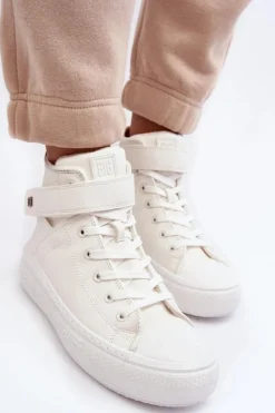 Trampki Damskie Big Star|Trampki Damskie Wysokie></noscript>Big Star Shoes Trampki Damskie Ocieplane Na Platformie Big Star Białe MM274006