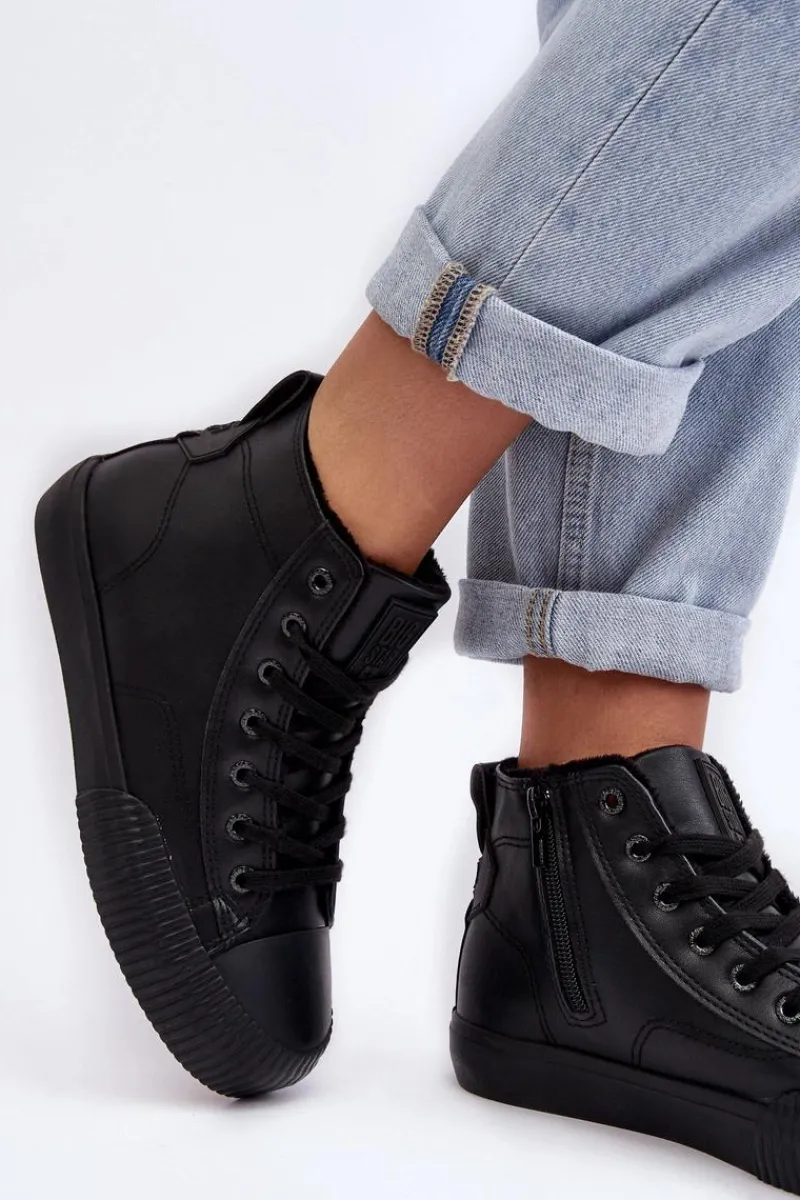 Clearance Big Star Shoes Trampki Damskie Ocieplane Na Suwak Czarne Big Star MM274020