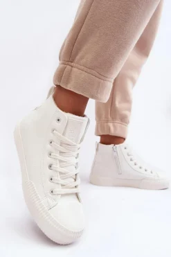 Online Big Star Shoes Trampki Damskie Ocieplane Na Suwak Białe Big Star MM274017