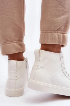 Online Big Star Shoes Trampki Damskie Ocieplane Na Suwak Białe Big Star MM274017