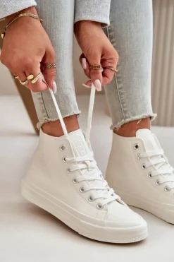 Trampki Ocieplane|Trampki Damskie Big Star>Big Star Shoes Trampki Damskie Ocieplane Z Eko Skóry Białe Big Star OO274932 Biały