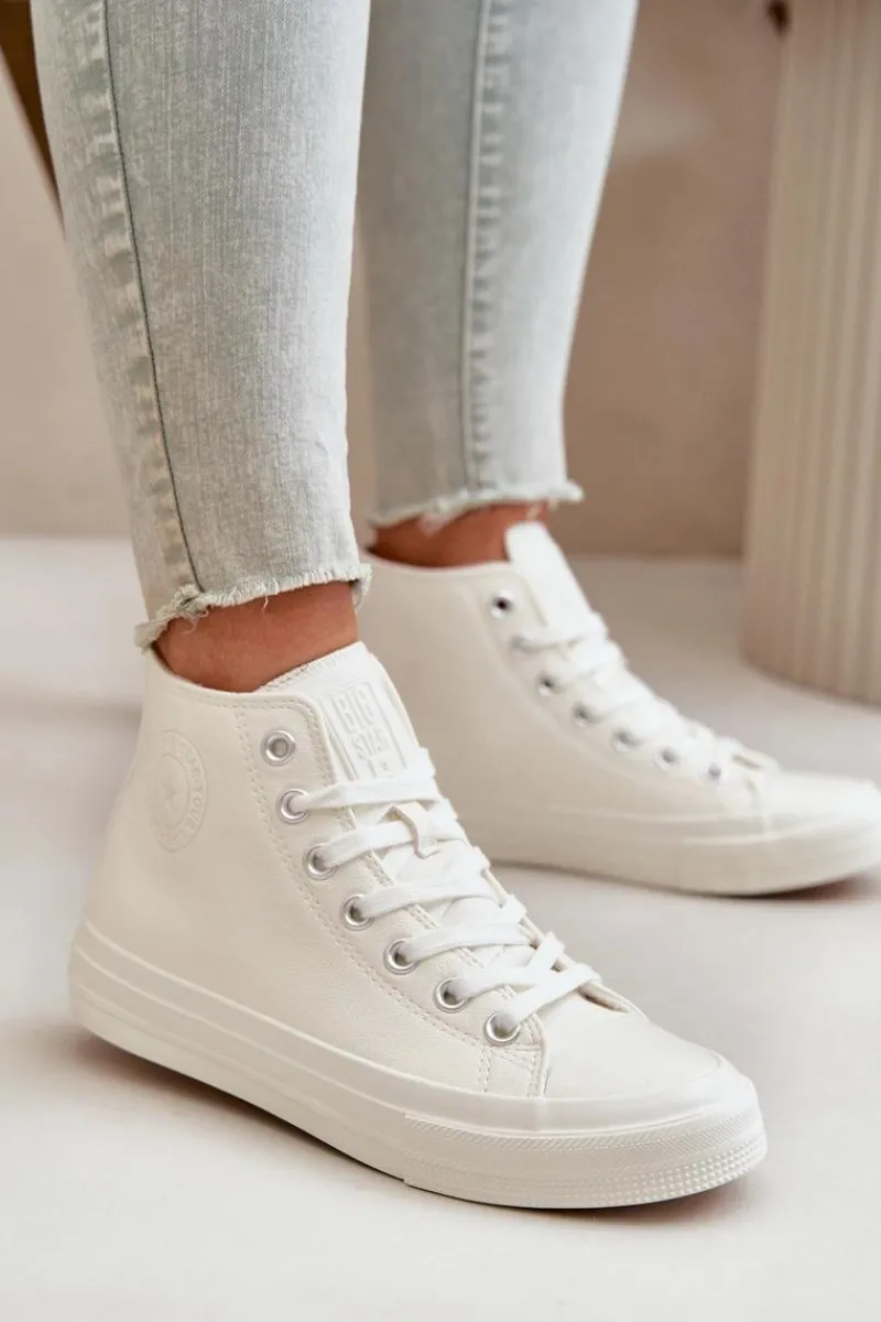 Trampki Ocieplane|Trampki Damskie Big Star>Big Star Shoes Trampki Damskie Ocieplane Z Eko Skóry Białe Big Star OO274932 Biały