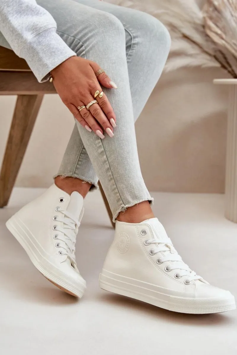 Trampki Ocieplane|Trampki Damskie Big Star>Big Star Shoes Trampki Damskie Ocieplane Z Eko Skóry Białe Big Star OO274932 Biały