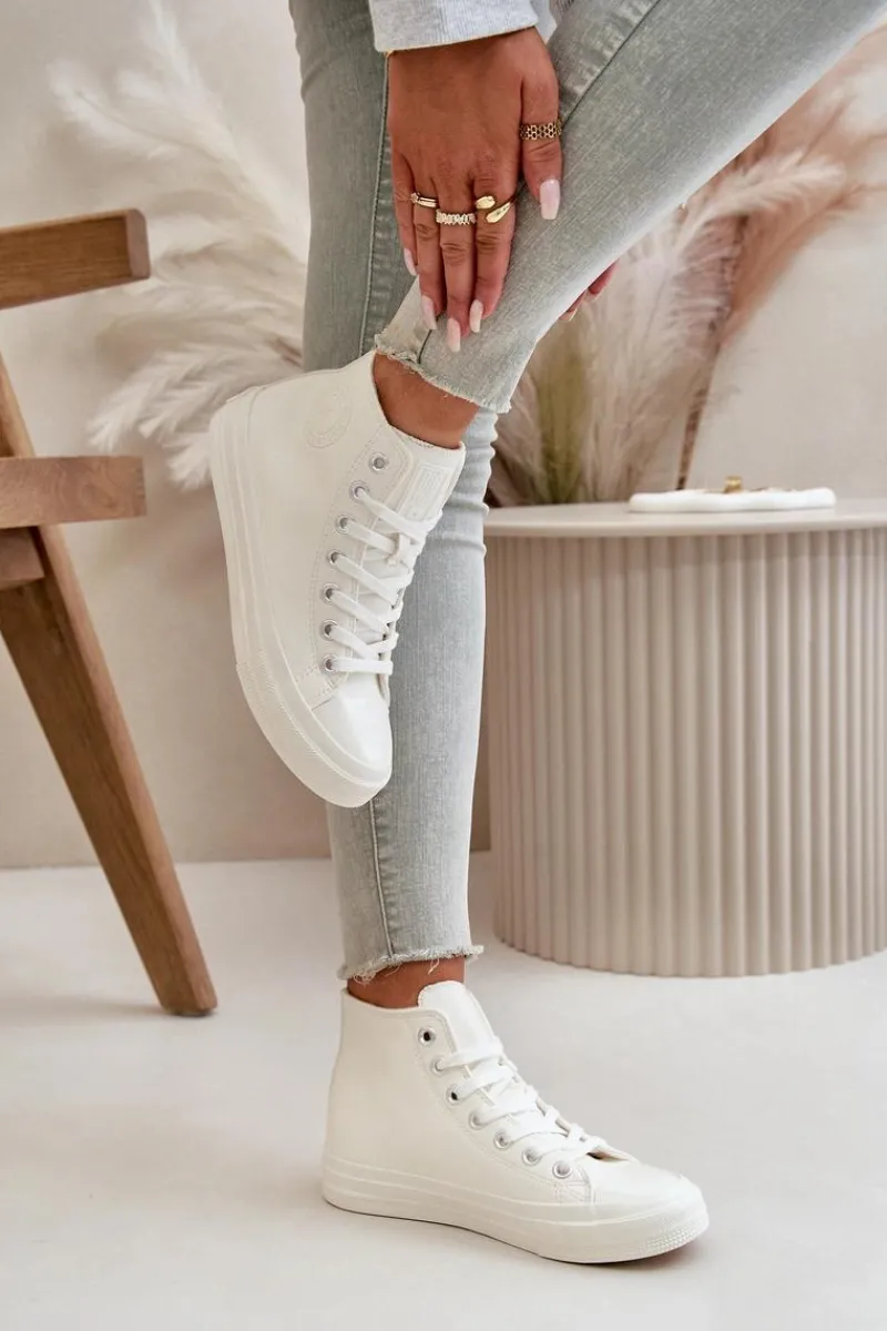 Trampki Ocieplane|Trampki Damskie Big Star>Big Star Shoes Trampki Damskie Ocieplane Z Eko Skóry Białe Big Star OO274932 Biały