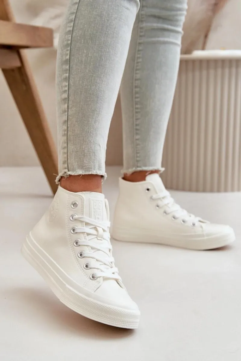 Trampki Ocieplane|Trampki Damskie Big Star>Big Star Shoes Trampki Damskie Ocieplane Z Eko Skóry Białe Big Star OO274932 Biały