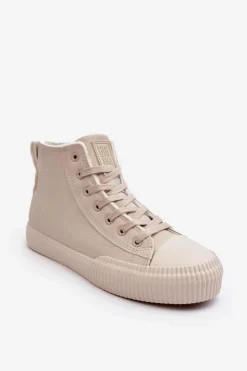 Discount Big Star Shoes Trampki Damskie Ocieplane Na Suwak Jasnobeżowe Big Star MM274018