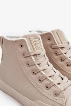 Discount Big Star Shoes Trampki Damskie Ocieplane Na Suwak Jasnobeżowe Big Star MM274018