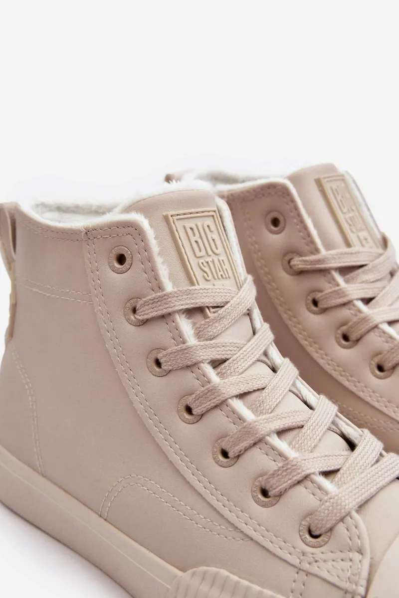 Discount Big Star Shoes Trampki Damskie Ocieplane Na Suwak Jasnobeżowe Big Star MM274018