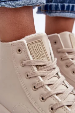 Discount Big Star Shoes Trampki Damskie Ocieplane Na Suwak Jasnobeżowe Big Star MM274018