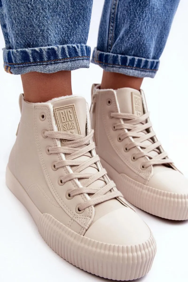 Discount Big Star Shoes Trampki Damskie Ocieplane Na Suwak Jasnobeżowe Big Star MM274018