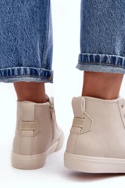 Discount Big Star Shoes Trampki Damskie Ocieplane Na Suwak Jasnobeżowe Big Star MM274018