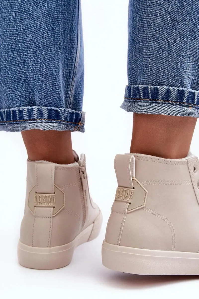 Discount Big Star Shoes Trampki Damskie Ocieplane Na Suwak Jasnobeżowe Big Star MM274018