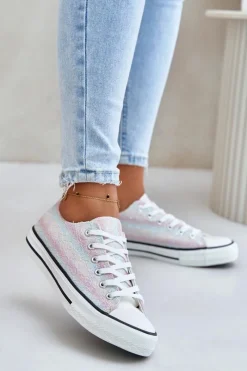 Boto Trampki Damskie Ozdobione Cekinami Multikolor Nolrina