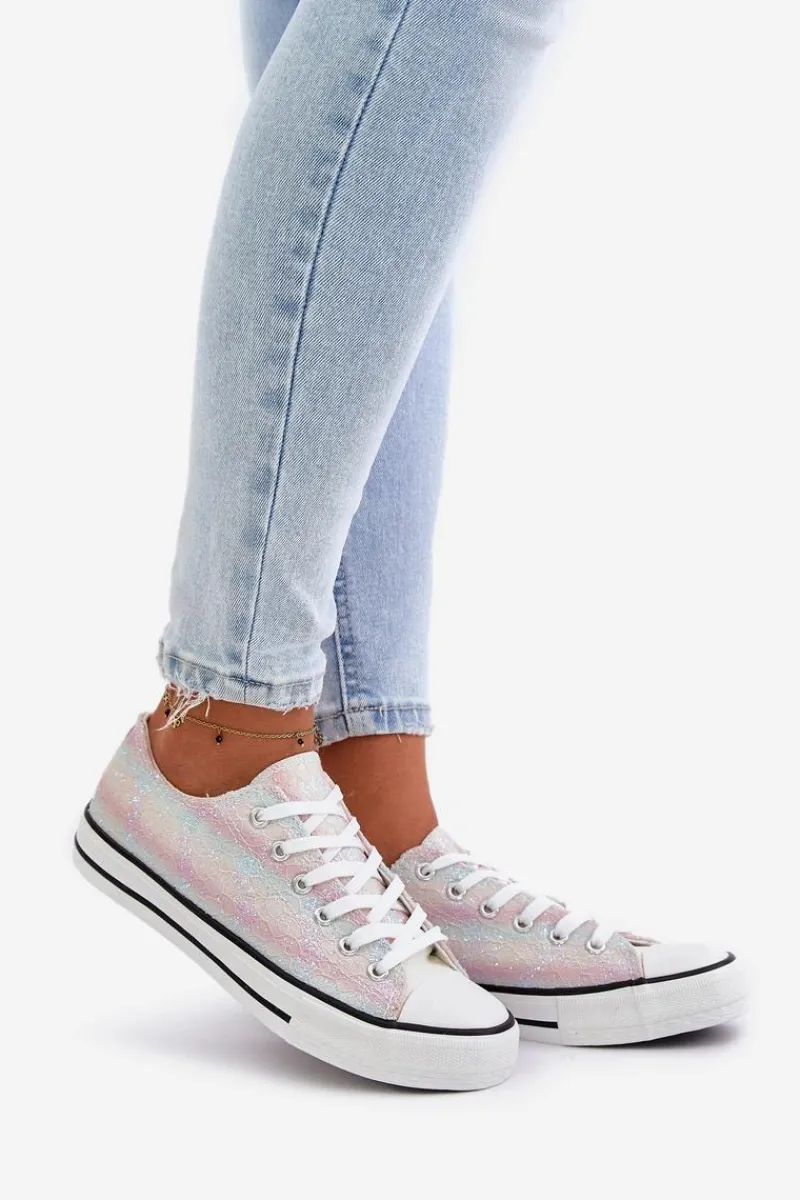 Boto Trampki Damskie Ozdobione Cekinami Multikolor Nolrina