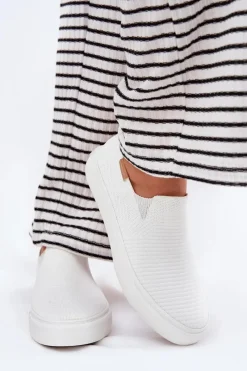 Sale Big Star Shoes Trampki Damskie Slip-On Big Star RR274717 Białe Biały