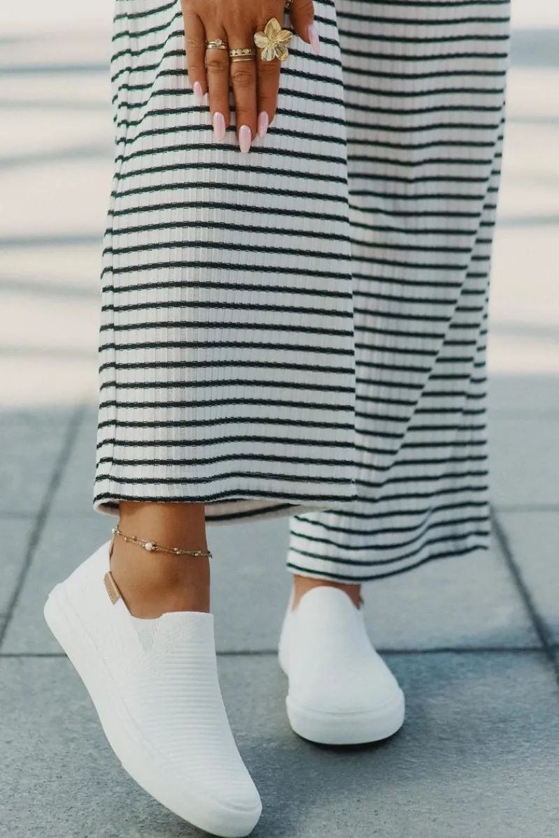 Sale Big Star Shoes Trampki Damskie Slip-On Big Star RR274717 Białe Biały