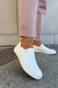 Sale Big Star Shoes Trampki Damskie Slip-On Big Star RR274717 Białe Biały