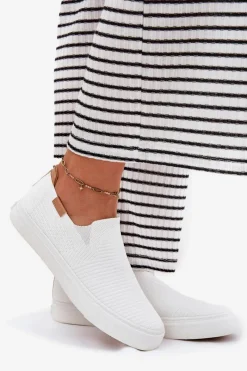 Sale Big Star Shoes Trampki Damskie Slip-On Big Star RR274717 Białe Biały