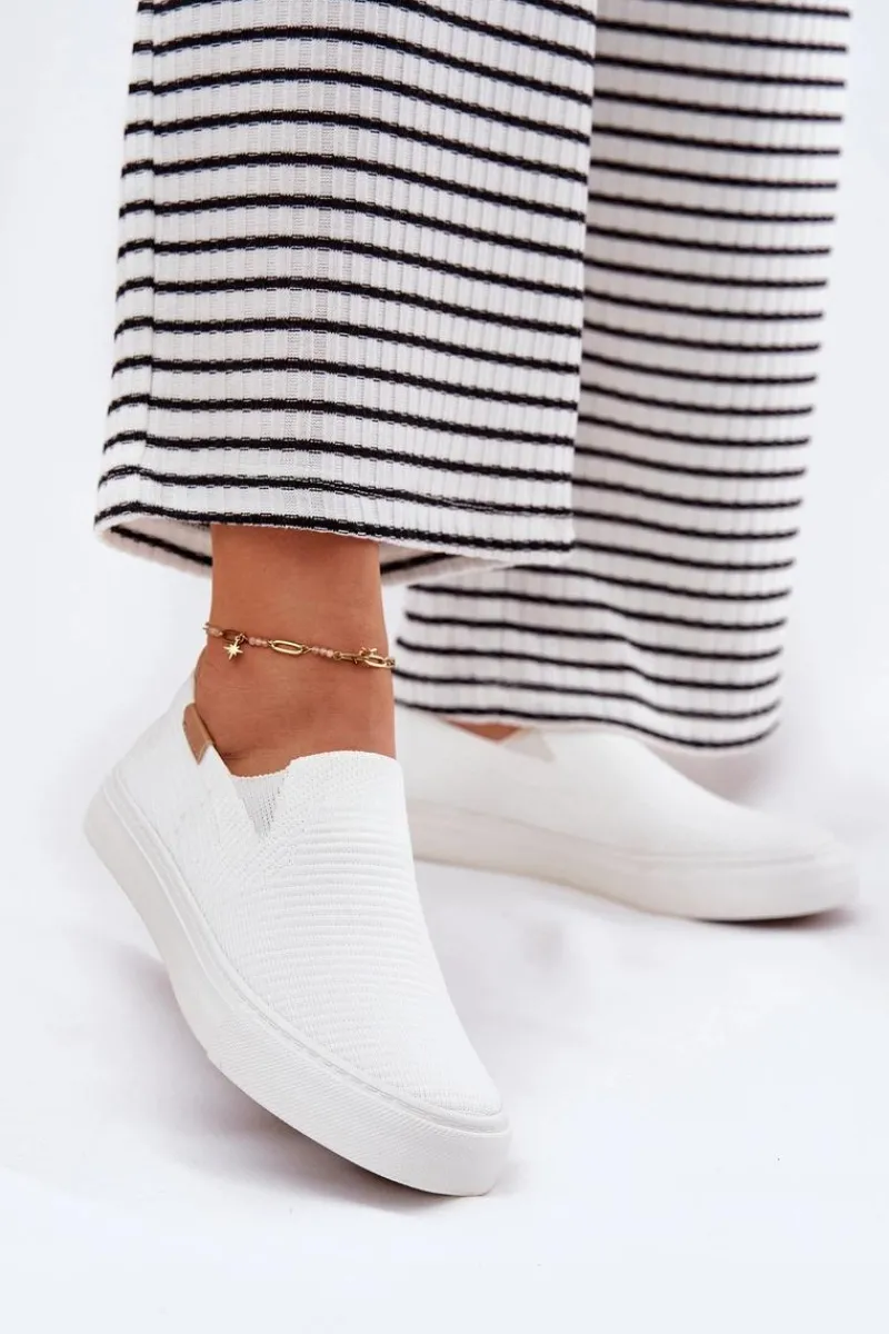 Sale Big Star Shoes Trampki Damskie Slip-On Big Star RR274717 Białe Biały