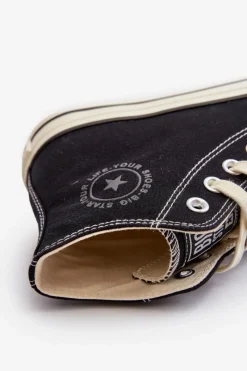 Outlet Big Star Shoes Trampki Damskie Wysokie Big Star NN274283 Czarne Czarny