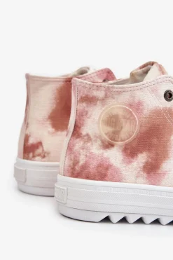 Big Star Shoes Trampki Damskie Wysokie Big Star LL274048 Beżowo-Różowe