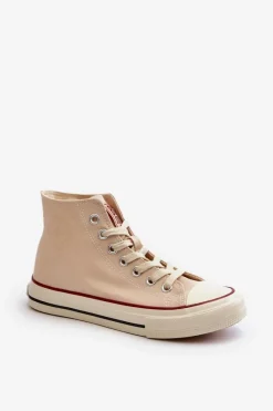 Outlet Trampki Damskie Wysokie Big Star NN274278 Beżowe Damskie Trampki Damskie Big Star|Trampki Damskie Wysokie