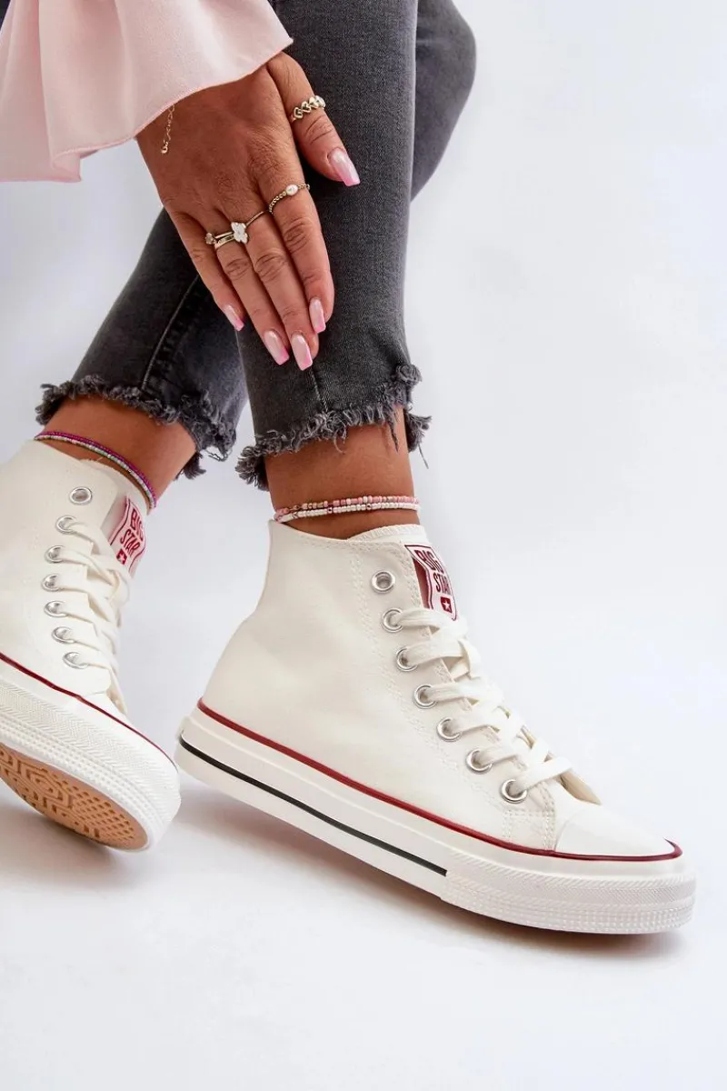 Hot Trampki Damskie Wysokie Big Star NN274276 Białe Damskie Trampki Damskie Big Star|Trampki Damskie Wysokie