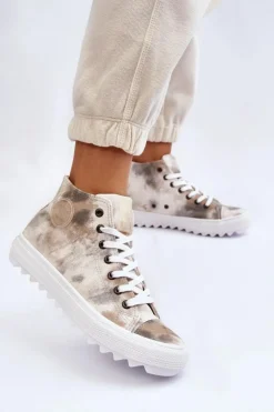 Trampki Damskie Big Star|Trampki Damskie Wysokie>Big Star Shoes Trampki Damskie Wysokie Big Star LL274047 Biało-Zielone