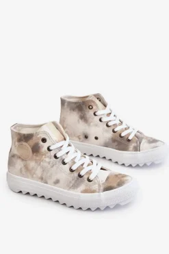 Trampki Damskie Big Star|Trampki Damskie Wysokie>Big Star Shoes Trampki Damskie Wysokie Big Star LL274047 Biało-Zielone