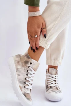 Trampki Damskie Big Star|Trampki Damskie Wysokie></noscript>Big Star Shoes Trampki Damskie Wysokie Big Star LL274047 Biało-Zielone