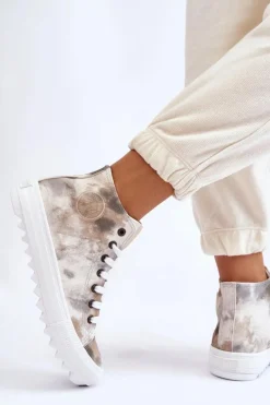 Trampki Damskie Big Star|Trampki Damskie Wysokie></noscript>Big Star Shoes Trampki Damskie Wysokie Big Star LL274047 Biało-Zielone