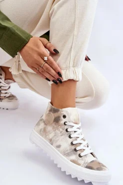 Trampki Damskie Big Star|Trampki Damskie Wysokie></noscript>Big Star Shoes Trampki Damskie Wysokie Big Star LL274047 Biało-Zielone