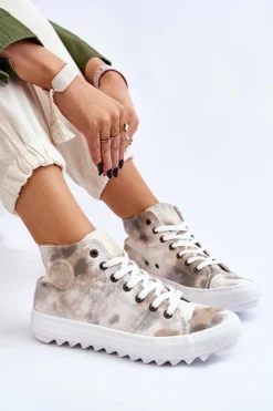 Trampki Damskie Big Star|Trampki Damskie Wysokie></noscript>Big Star Shoes Trampki Damskie Wysokie Big Star LL274047 Biało-Zielone