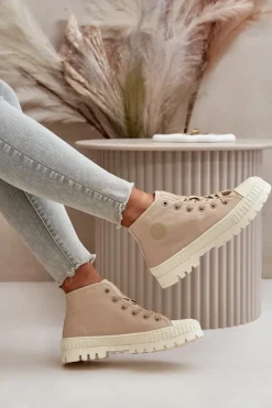 Trampki Damskie Big Star|Trampki Damskie Wysokie></noscript>Big Star Shoes Trampki Damskie Z Cholewką Za Kostkę Big Star OO274006 Beżowe Beżowy