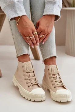 Trampki Damskie Big Star|Trampki Damskie Wysokie></noscript>Big Star Shoes Trampki Damskie Z Cholewką Za Kostkę Big Star OO274006 Beżowe Beżowy