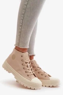 Trampki Damskie Big Star|Trampki Damskie Wysokie></noscript>Big Star Shoes Trampki Damskie Z Cholewką Za Kostkę Big Star OO274006 Beżowe Beżowy