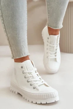 Discount Trampki Damskie Z Cholewką Za Kostkę Big Star OO274009 Białe Damskie Trampki Damskie Big Star|Trampki Damskie Wysokie