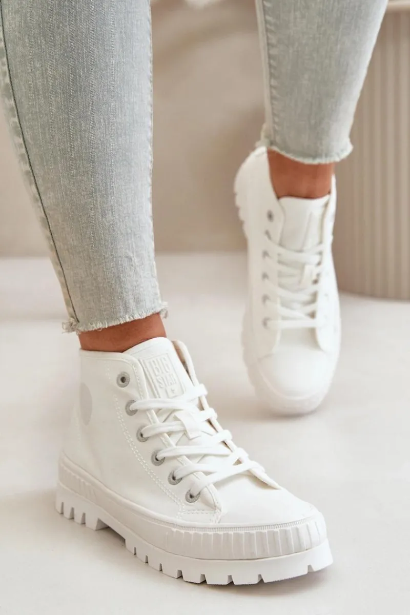 Discount Trampki Damskie Z Cholewką Za Kostkę Big Star OO274009 Białe Damskie Trampki Damskie Big Star|Trampki Damskie Wysokie