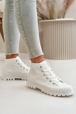 Discount Trampki Damskie Z Cholewką Za Kostkę Big Star OO274009 Białe Damskie Trampki Damskie Big Star|Trampki Damskie Wysokie